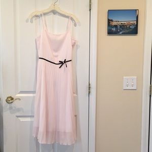 Pink BCBG Max Azria dress w black waist detail.